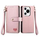 For Huawei Pura 70 Love Zipper Lanyard Leather Phone Case(Pink) - 1