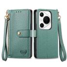 For Huawei Pura 70 Pro Love Zipper Lanyard Leather Phone Case(Green) - 1