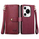 For Huawei Pura 70 Pro+ Love Zipper Lanyard Leather Phone Case(Red) - 1