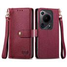 For Huawei Pura 70 Ultra Love Zipper Lanyard Leather Phone Case(Red) - 1