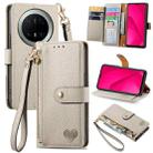 For Huawei Mate 70 Pro Love Zipper Lanyard Leather Phone Case(Gray) - 1