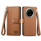 For Huawei Mate 70 Pro+ Love Zipper Lanyard Leather Phone Case(Brown) - 2