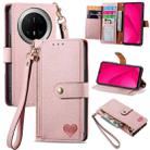 For Huawei Mate 70 Pro+ Love Zipper Lanyard Leather Phone Case(Pink) - 1