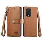 For Huawei nova 13 Pro Love Zipper Lanyard Leather Phone Case(Brown) - 2