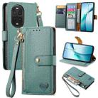 For Huawei nova 13 Pro Love Zipper Lanyard Leather Phone Case(Green) - 1
