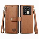 For Infinix Note 40 Pro 4G Love Zipper Lanyard Leather Phone Case(Brown) - 1