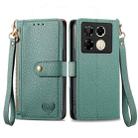 For Infinix Note 40 Pro 4G Love Zipper Lanyard Leather Phone Case(Green) - 1