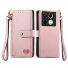 For Infinix Note 40 Pro 4G Love Zipper Lanyard Leather Phone Case(Pink) - 1
