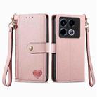 For Infinix Note 40 Love Zipper Lanyard Leather Phone Case(Pink) - 1