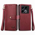 For Infinix Note 40 Love Zipper Lanyard Leather Phone Case(Red) - 1