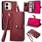 For Infinix Smart 9 Love Zipper Lanyard Leather Phone Case(Red) - 1