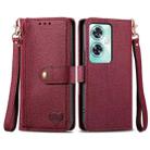 For OnePlus Nord N30 SE Love Zipper Lanyard Leather Phone Case(Red) - 1