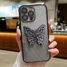 For iPhone 14 Pro Max Electroplated Gradient Glitter 3D Butterfly TPU Phone Case(Gradient Black) - 1