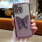 For iPhone 14 Pro Electroplated Gradient Glitter 3D Butterfly TPU Phone Case(Gradient Purple) - 1