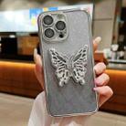 For iPhone 12 Pro Electroplated Gradient Glitter 3D Butterfly TPU Phone Case(Gradient Silver) - 1