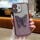 For iPhone 12 Electroplated Gradient Glitter 3D Butterfly TPU Phone Case(Gradient Purple) - 1