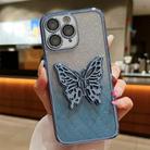 For iPhone 11 Pro Electroplated Gradient Glitter 3D Butterfly TPU Phone Case(Gradient Blue) - 1