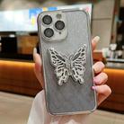 For iPhone 11 Pro Electroplated Gradient Glitter 3D Butterfly TPU Phone Case(Gradient Silver) - 1