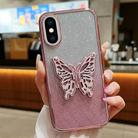 For iPhone XS Max Electroplated Gradient Glitter 3D Butterfly TPU Phone Case(Gradient Pink) - 1