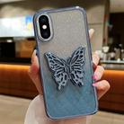 For iPhone XS Max Electroplated Gradient Glitter 3D Butterfly TPU Phone Case(Gradient Blue) - 1