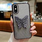 For iPhone XS Max Electroplated Gradient Glitter 3D Butterfly TPU Phone Case(Gradient Black) - 1