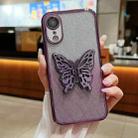 For iPhone XR Electroplated Gradient Glitter 3D Butterfly TPU Phone Case(Gradient Purple) - 1