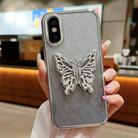 For iPhone X / XS Electroplated Gradient Glitter 3D Butterfly TPU Phone Case(Gradient Silver) - 1