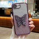 For iPhone 7 / 8 / SE 2022 Electroplated Gradient Glitter 3D Butterfly TPU Phone Case(Gradient Purple) - 1