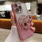 For iPhone 15 Pro Max Plated Mirror Holder Gradient Glitter MagSafe Phone Case(Pink) - 1