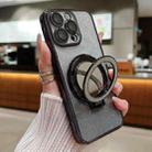 For iPhone 15 Pro Plated Mirror Holder Gradient Glitter MagSafe Phone Case(Black) - 1