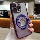 For iPhone 15 Pro Plated Mirror Holder Gradient Glitter MagSafe Phone Case(Purple) - 1