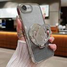 For iPhone 7 / 8 / SE 2022 Plated Mirror Holder Gradient Glitter MagSafe Phone Case(Gray) - 1