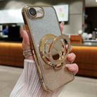For iPhone 7 / 8 / SE 2022 Plated Mirror Holder Gradient Glitter MagSafe Phone Case(Gold) - 1