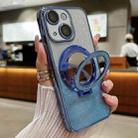 For iPhone 13 mini Plated Mirror Holder Gradient Glitter MagSafe Phone Case(Blue) - 1