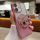 For iPhone 12 mini Plated Mirror Holder Gradient Glitter MagSafe Phone Case(Pink) - 1