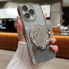For iPhone 11 Pro Max Plated Mirror Holder Gradient Glitter MagSafe Phone Case(Gray) - 1
