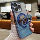 For iPhone 11 Pro Max Plated Mirror Holder Gradient Glitter MagSafe Phone Case(Blue) - 1