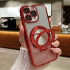 For iPhone 11 Pro Max Plated Mirror Holder Gradient Glitter MagSafe Phone Case(Red) - 1