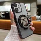For iPhone  11 Plated Mirror Holder Gradient Glitter MagSafe Phone Case(Black) - 1