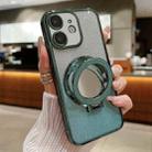 For iPhone  11 Plated Mirror Holder Gradient Glitter MagSafe Phone Case(Green) - 1