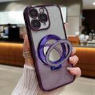 For iPhone 11 Pro Plated Mirror Holder Gradient Glitter MagSafe Phone Case(Purple) - 1