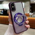 For iPhone X / XS Plated Mirror Holder Gradient Glitter MagSafe Phone Case(Purple) - 1