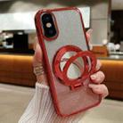 For iPhone X / XS Plated Mirror Holder Gradient Glitter MagSafe Phone Case(Red) - 1