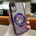 For iPhone XR Plated Mirror Holder Gradient Glitter MagSafe Phone Case(Purple) - 1