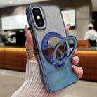 For iPhone XS Max Plated Mirror Holder Gradient Glitter MagSafe Phone Case(Blue) - 1