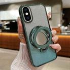 For iPhone XS Max Plated Mirror Holder Gradient Glitter MagSafe Phone Case(Green) - 1