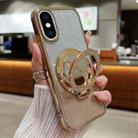 For iPhone XS Max Plated Mirror Holder Gradient Glitter MagSafe Phone Case(Gold) - 1