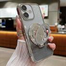 For iPhone 16 Plated Mirror Holder Gradient Glitter MagSafe Phone Case(Gray) - 1