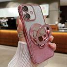 For iPhone 16 Plated Mirror Holder Gradient Glitter MagSafe Phone Case(Pink) - 1