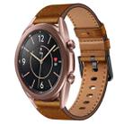 For Samsung Galaxy Watch 3 41mm 20mm SX Connector Metal Button Switch Leather Watch Band(Red Brown) - 1